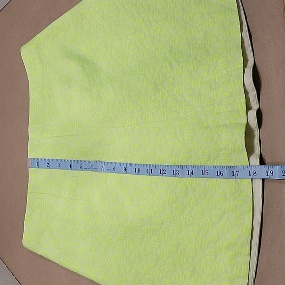 J Crew Factory Size 12 Jacquard Fluorescent / Neon Yellow-Green A-Line Skirt - Picture 6 of 10